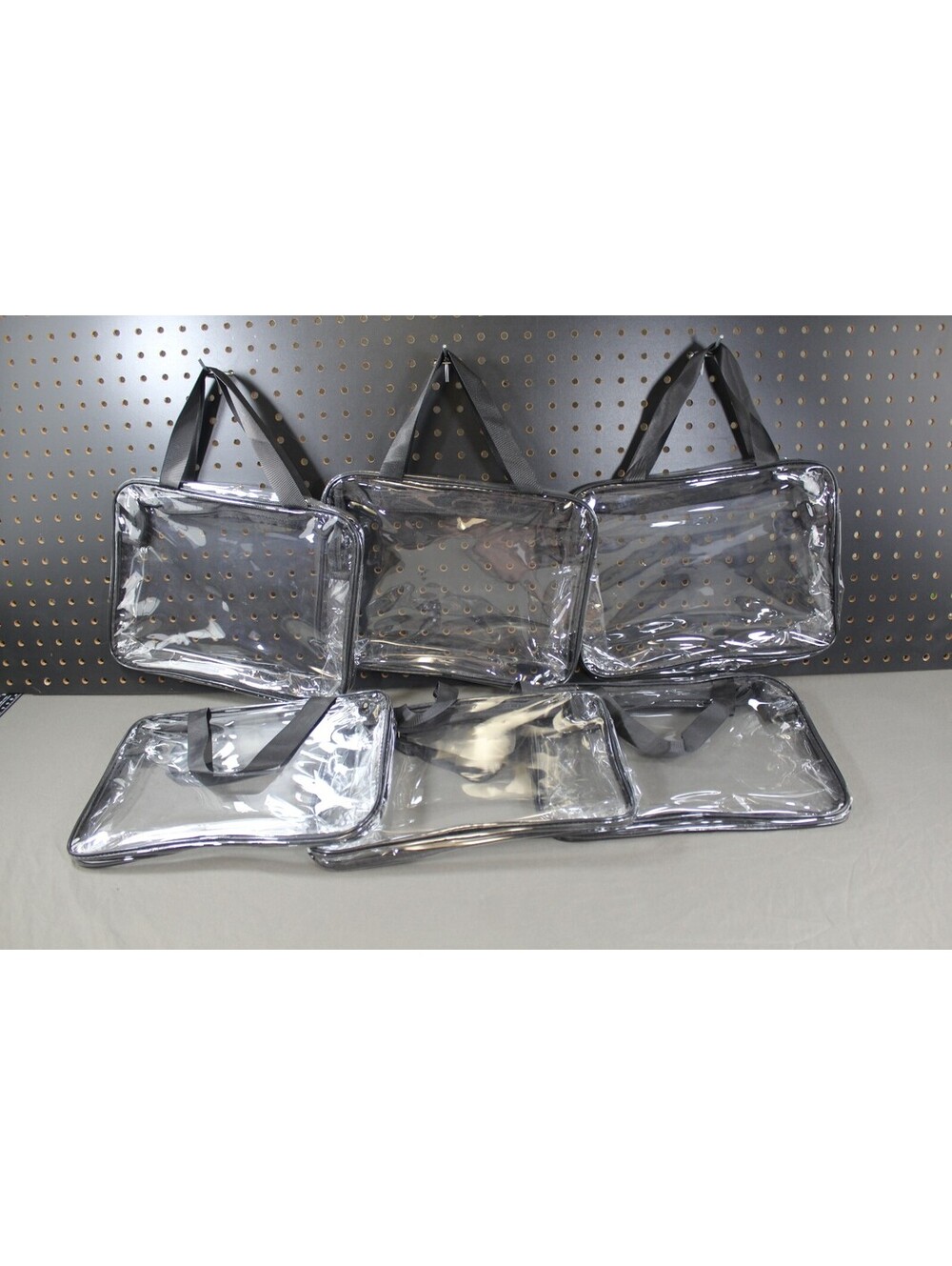 Clear PVC Toy Storage Bags with Black Trim (Set of 6)